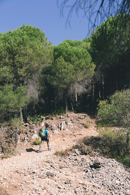 Backpacker in nature