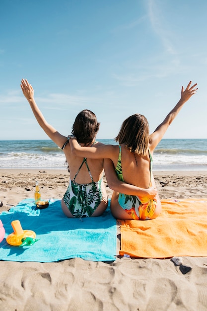 Backview of girls at the beach