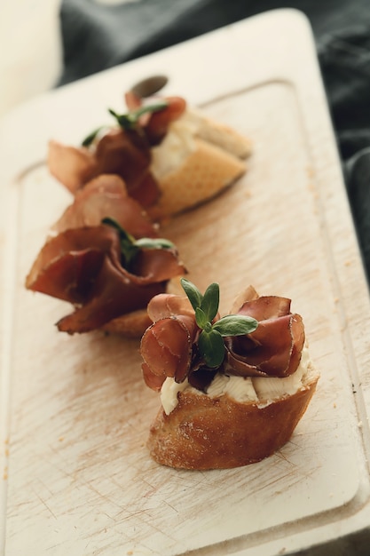 Bacon snacks. Traditional Spanish tapas