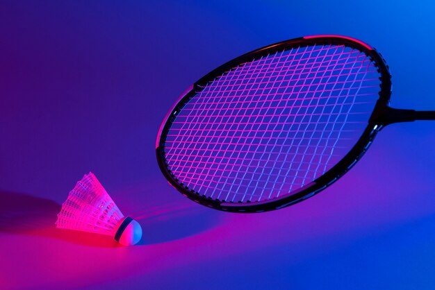 Badminton concept with dramatic lighting