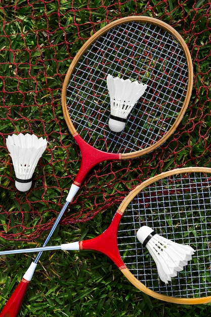 Badminton sets still life above view