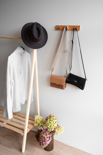 Free photo bag hanging from furniture item indoors