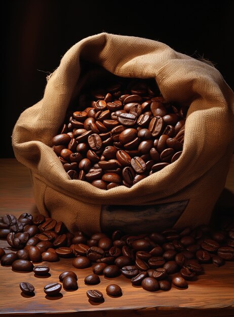 Bag of roasted coffee beans