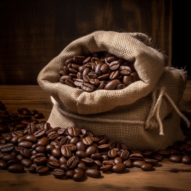 Bag of roasted coffee beans