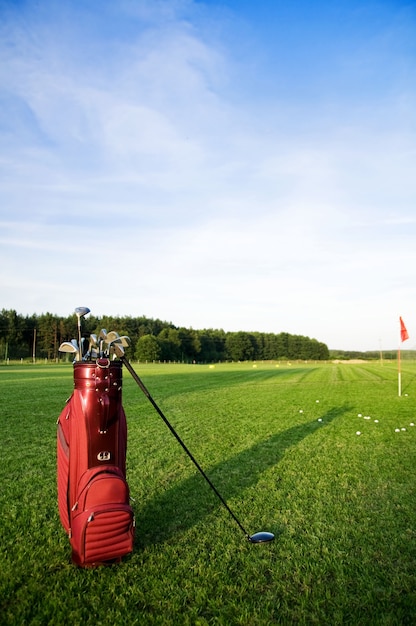 Bag with golf clubs