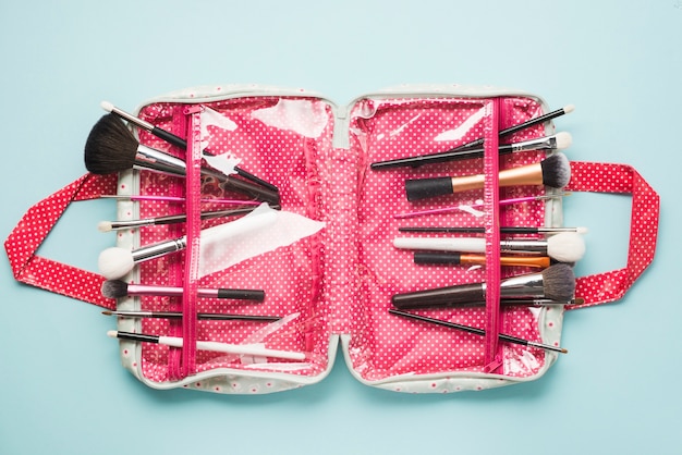 Bag with makeup brushes