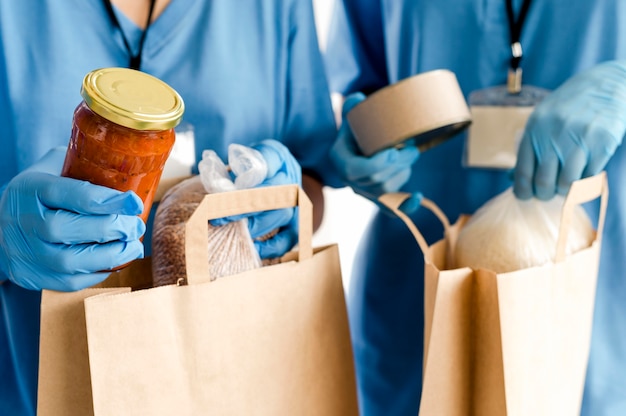 Bags with provisions being prepared for food day