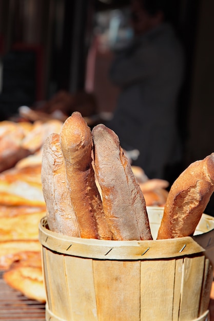 Baguettes at market in france