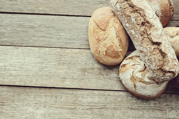 Baked bread in a table