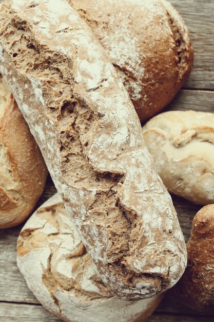 Baked bread in a table