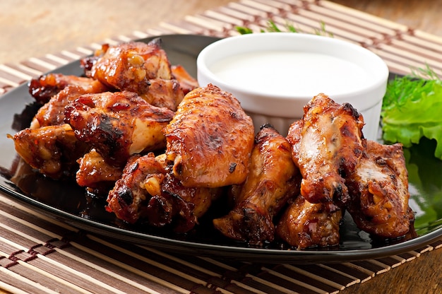 Baked chicken wings in the Asian style