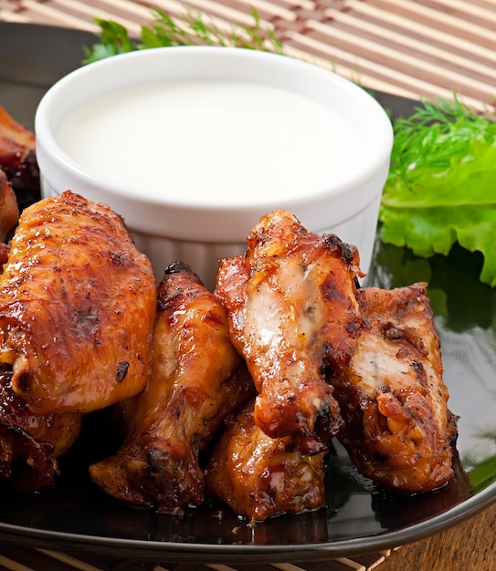 Baked chicken wings in the Asian style