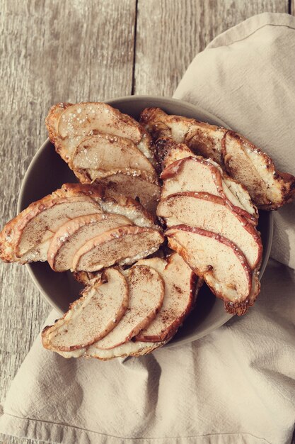 Baked croissants with pears