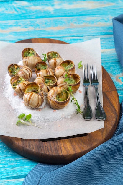 Baked snails with garlic butter and fresh herbs