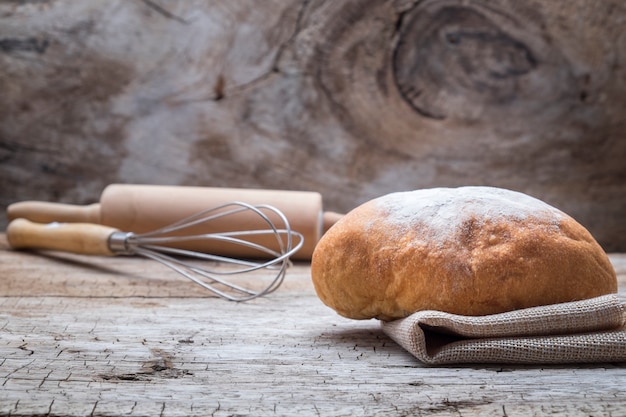 Bakery Bread on a Wooden Table.