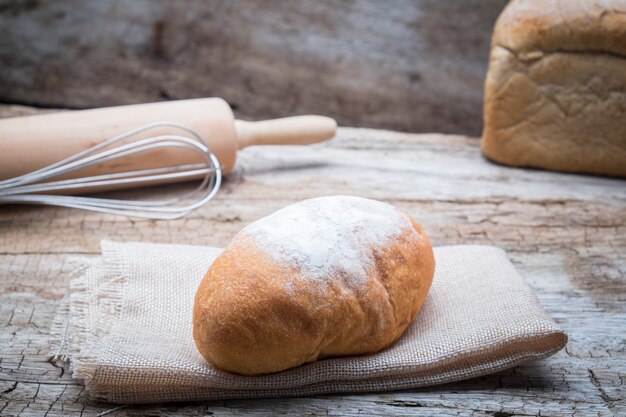 Bakery Bread on a Wooden Table.