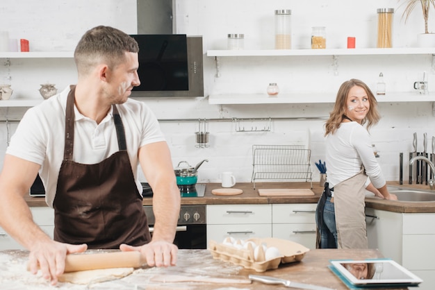 Bakery concept with couple at home