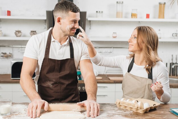 Bakery concept with couple at home