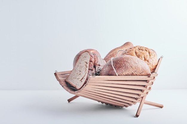 Bakery products in a decorative basket.