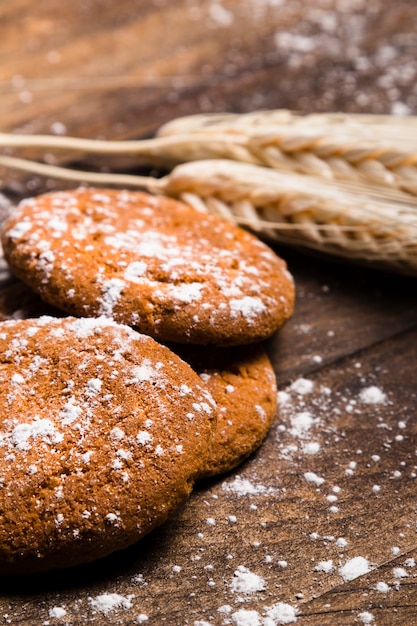 Bakery still life on wooden background