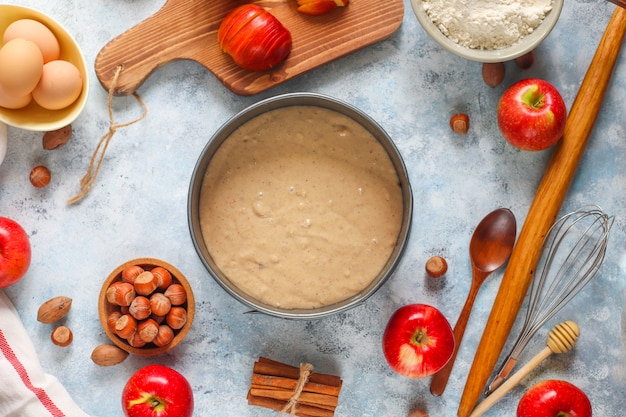 Baking concept of autumn apple pie.