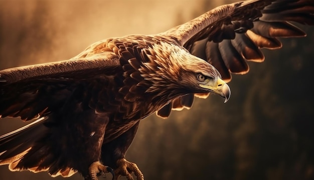 Free Photo bald eagle spreads wings majestically soaring mid air generated by ai