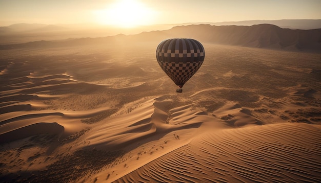 Free photo balloon soars over the stunning desert landscape generated by ai