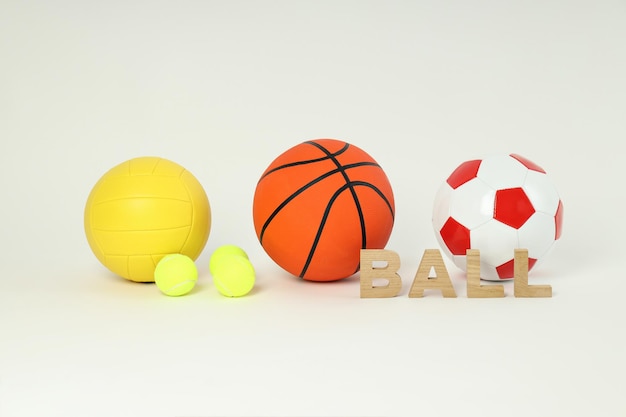 Free photo balls for various sports on a light background