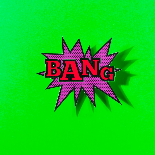 Free Photo bang text on explosion bubble against green backdrop