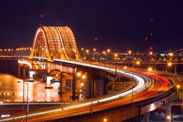 Free photo banghwa bridge at night,korea