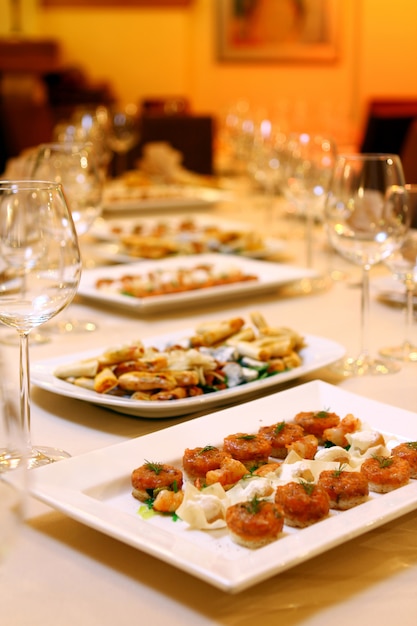 Free photo banquet table with snacks