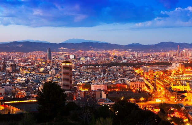 Free photo barcelona city in night