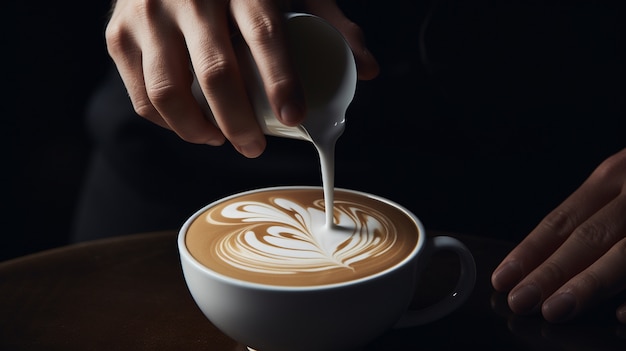 Barista making a cup of coffee