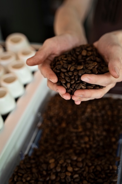 Barista preparing beverage