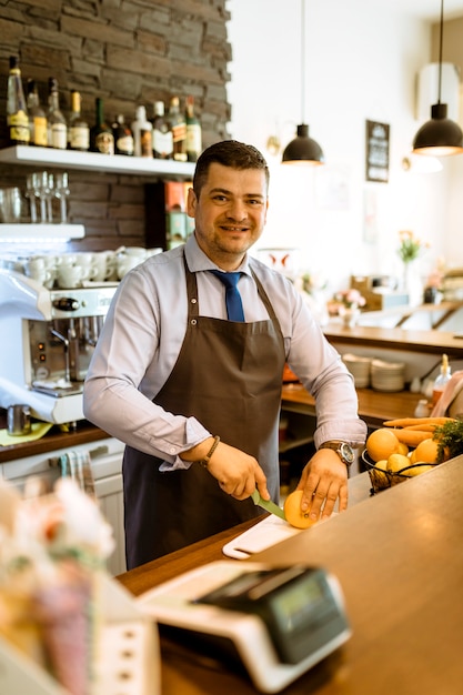 Barman with fruits