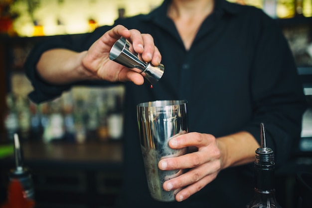 Barman at work in the pub