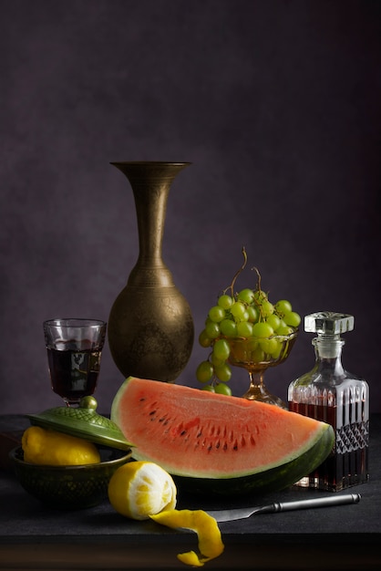 Free photo baroque style with fresh fruits assortment