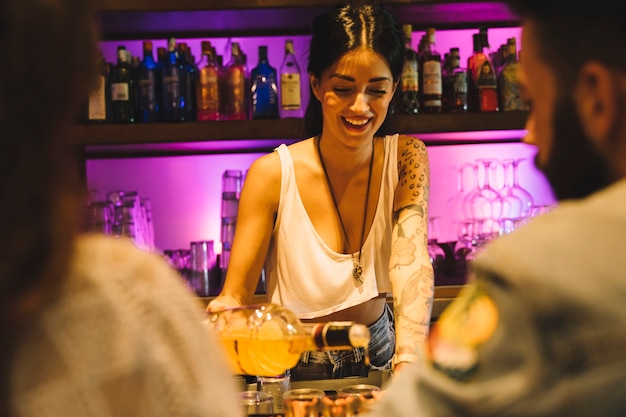 Bartender making cocktail