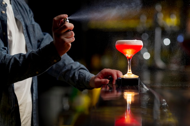 Bartender making a refreshing cocktail