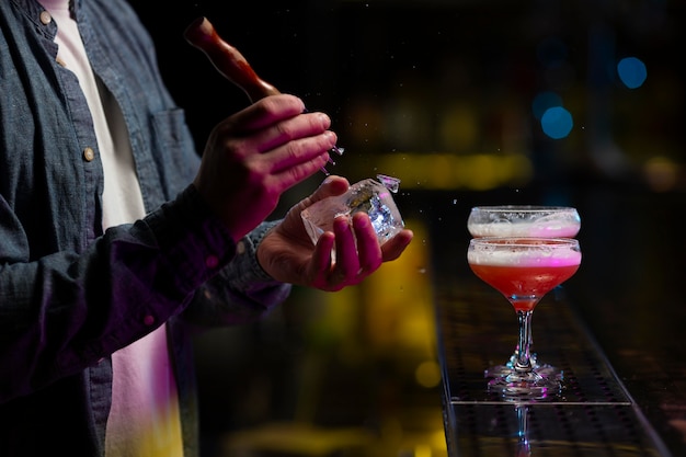 Bartender making a refreshing cocktail