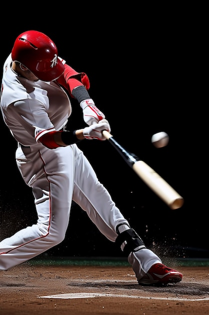 Free photo baseball player hitting ball