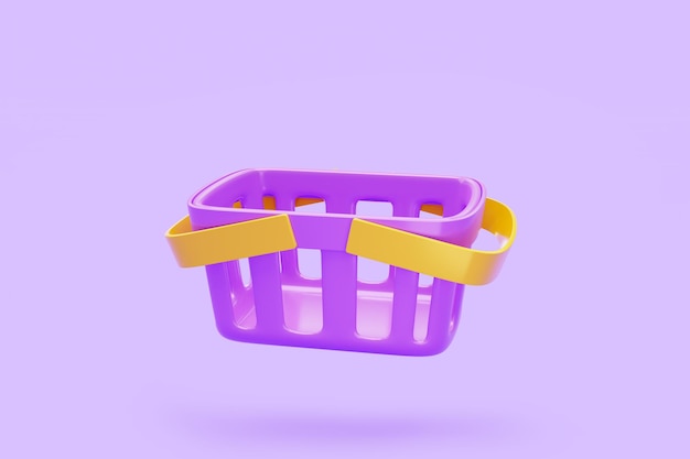 Free photo basket icon sale or buy store supermarket promotion payment purchase checkout e commerce online shopping 3d illustration