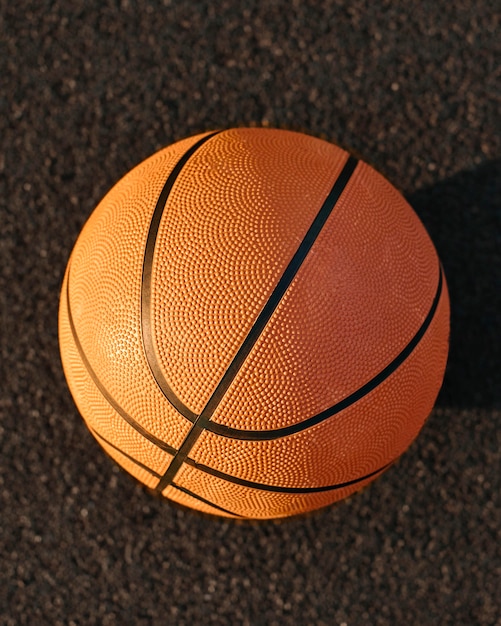 Basketball on a field close-up