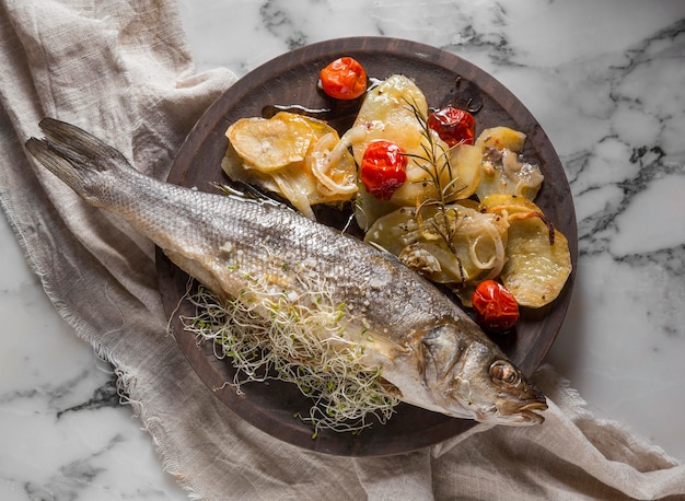 Free Photo bass fish dish assortment