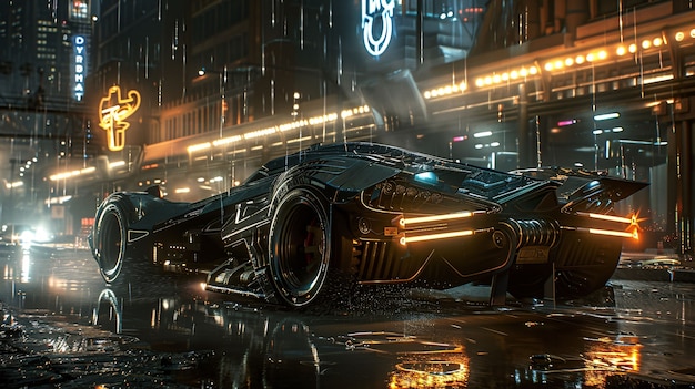 Free Photo batmobile car with neon lights