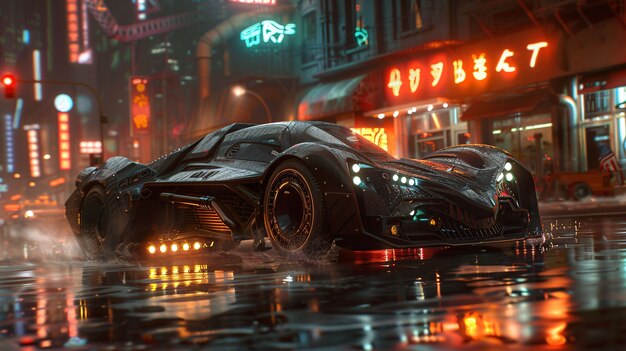 Batmobile concept car with neon lights