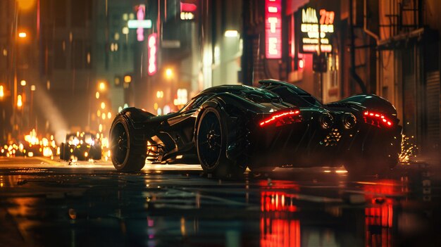 Batmobile concept car with neon lights