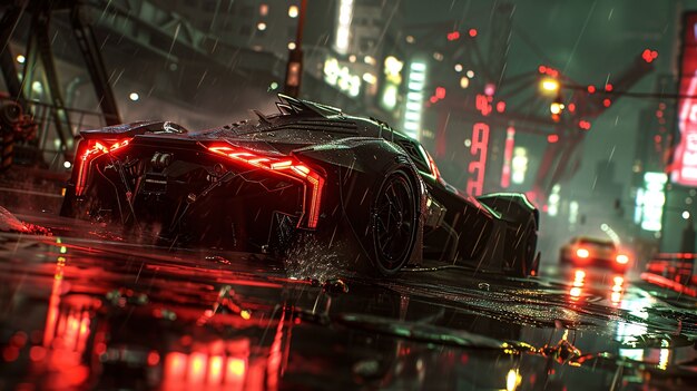 Batmobile concept car with neon lights