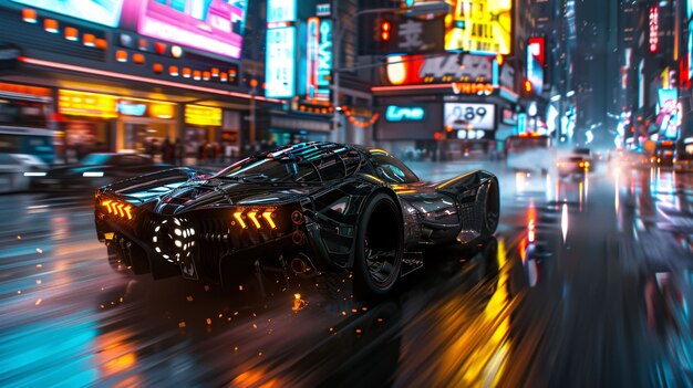 Batmobile concept car with neon lights