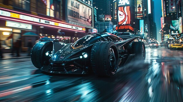 Batmobile concept car with neon lights